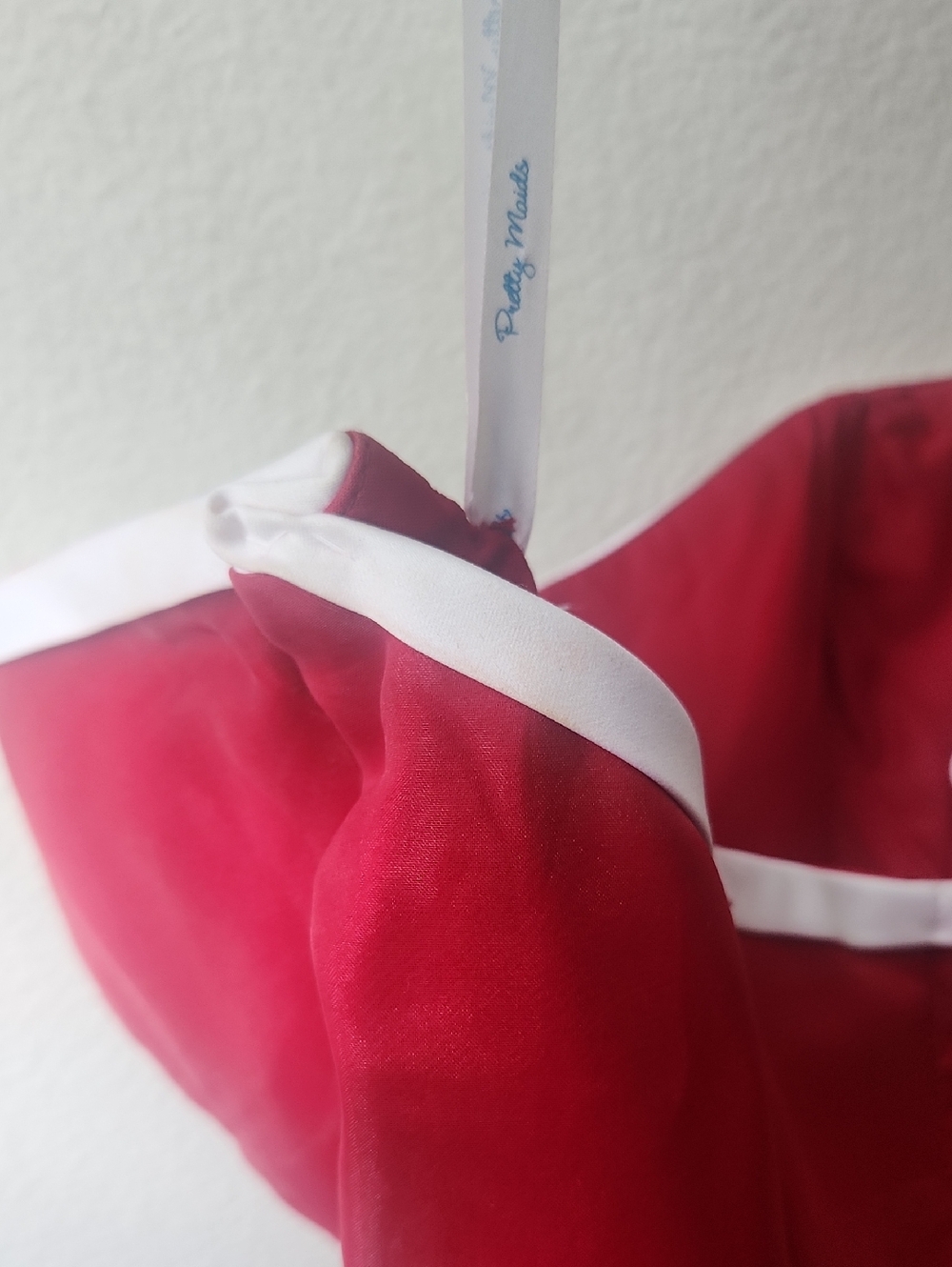 Pretty Maids Claret Strapless Dress with White Trim And Bow - Picture 8 of 8